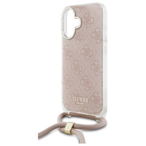 Etui Guess Crossbody Cord 4G Print na iPhone 16 - różowe Etui Guess Crossbody Cord 4G Print na iPhone 16 - różowe