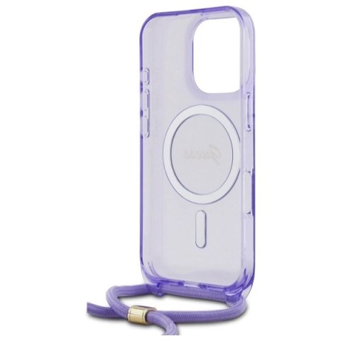 Etui Guess Crossbody Cord Script MagSafe na iPhone 16 Pro - fioletowe Etui Guess Crossbody Cord Script MagSafe na iPhone 16 Pro - fioletowe