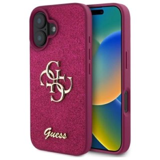 Etui Guess Fixed Glitter Big 4G na iPhone 16 - fioletowe