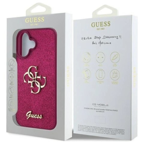 Etui Guess Fixed Glitter Big 4G na iPhone 16 - fioletowe Etui Guess Fixed Glitter Big 4G na iPhone 16 - fioletowe