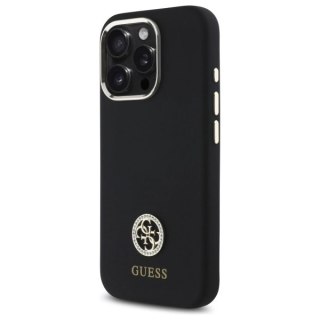 Etui Guess Silicone Logo Strass 4G na iPhone 16 Pro Max - czarne
