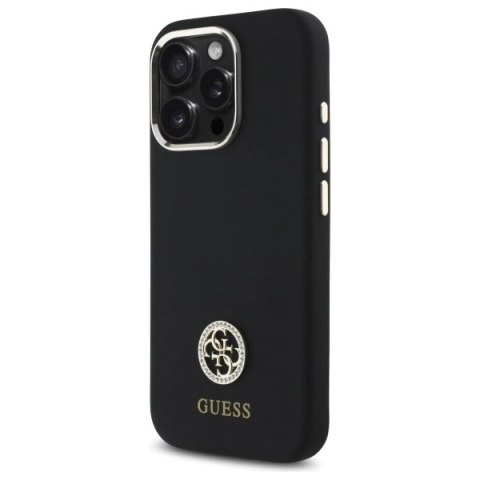 Etui Guess Silicone Logo Strass 4G na iPhone 16 Pro Max - czarne Etui Guess Silicone Logo Strass 4G na iPhone 16 Pro Max - czarne