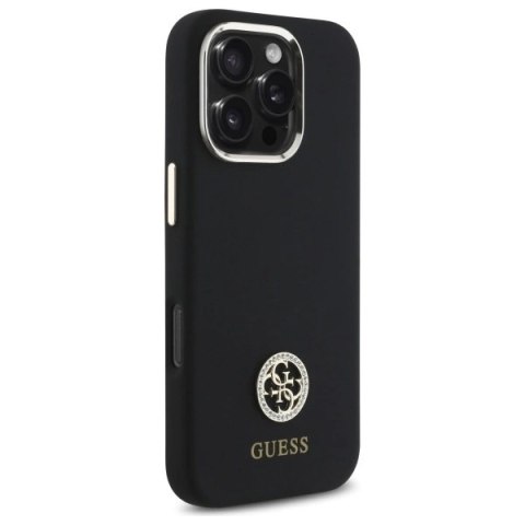 Etui Guess Silicone Logo Strass 4G na iPhone 16 Pro Max - czarne Etui Guess Silicone Logo Strass 4G na iPhone 16 Pro Max - czarne