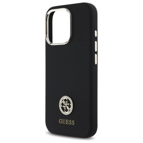 Etui Guess Silicone Logo Strass 4G na iPhone 16 Pro Max - czarne Etui Guess Silicone Logo Strass 4G na iPhone 16 Pro Max - czarne
