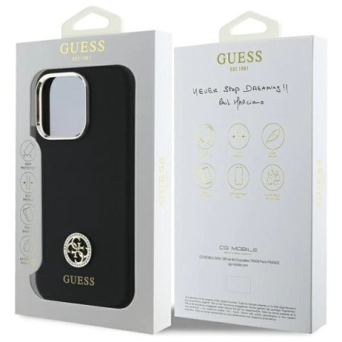 Etui Guess Silicone Logo Strass 4G na iPhone 16 Pro Max - czarne Etui Guess Silicone Logo Strass 4G na iPhone 16 Pro Max - czarne