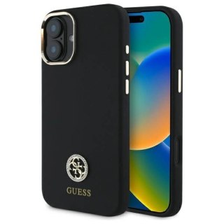 Etui Guess Silicone Logo Strass 4G na iPhone 16 - czarne