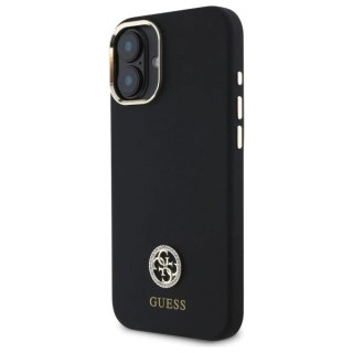 Etui Guess Silicone Logo Strass 4G na iPhone 16 - czarne