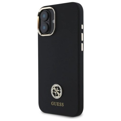 Etui Guess Silicone Logo Strass 4G na iPhone 16 - czarne Etui Guess Silicone Logo Strass 4G na iPhone 16 - czarne