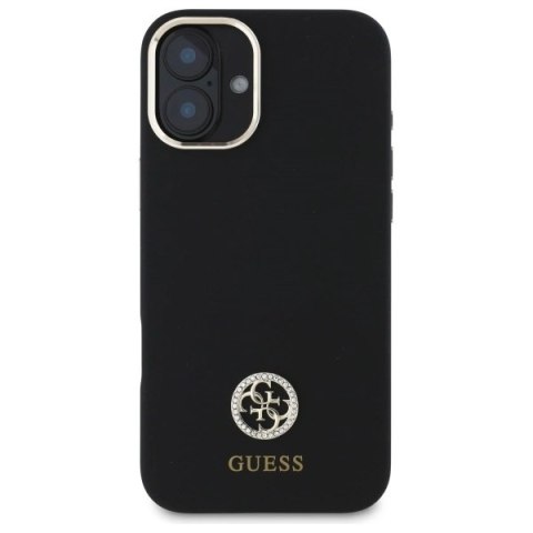 Etui Guess Silicone Logo Strass 4G na iPhone 16 - czarne Etui Guess Silicone Logo Strass 4G na iPhone 16 - czarne