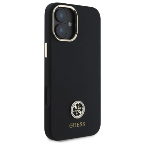 Etui Guess Silicone Logo Strass 4G na iPhone 16 - czarne Etui Guess Silicone Logo Strass 4G na iPhone 16 - czarne
