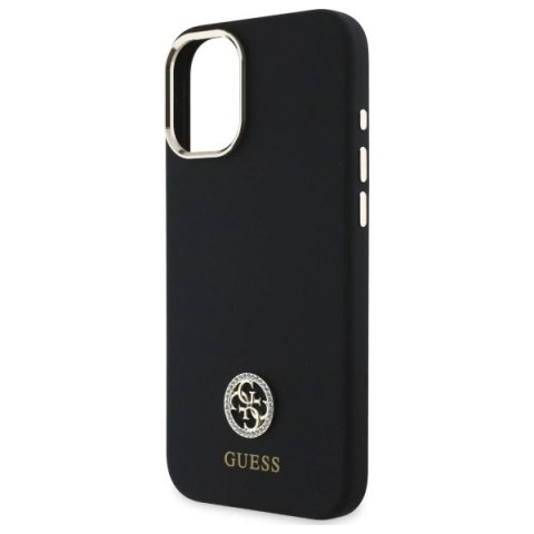 Etui Guess Silicone Logo Strass 4G na iPhone 16 - czarne Etui Guess Silicone Logo Strass 4G na iPhone 16 - czarne
