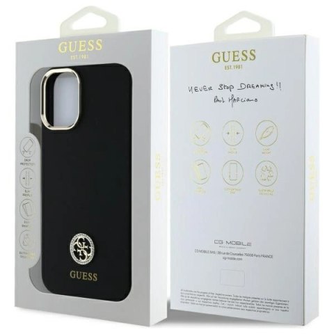 Etui Guess Silicone Logo Strass 4G na iPhone 16 - czarne Etui Guess Silicone Logo Strass 4G na iPhone 16 - czarne