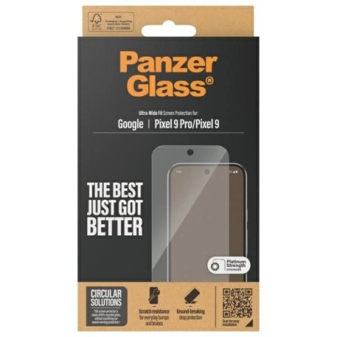 Szkło hartowane PanzerGlass Ultra-Wide Fit Screen Protection na Google Pixel 9 / 9 Pro - przezroczyste Szkło hartowane PanzerGlass Ultra-Wide Fit Screen Protection na Google Pixel 9 / 9 Pro - przezroczyste