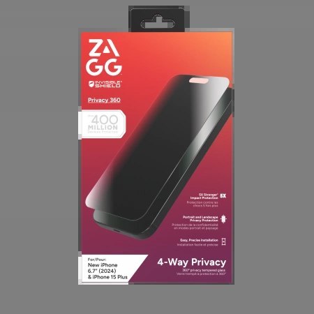 Szkło prywatyzujące ZAGG InvisibleShield Glass Elite Privacy 360 do iPhone 15 Plus / 16 Plus Szkło prywatyzujące ZAGG InvisibleShield Glass Elite Privacy 360 do iPhone 15 Plus / 16 Plus