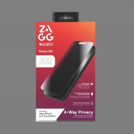 Szkło prywatyzujące ZAGG InvisibleShield Glass Elite Privacy 360 na iPhone 16 Pro Szkło prywatyzujące ZAGG InvisibleShield Glass Elite Privacy 360 na iPhone 16 Pro