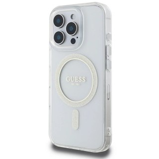 Etui Guess IML Glitter Circle MagSafe na iPhone 16 Pro Max - przezroczyste