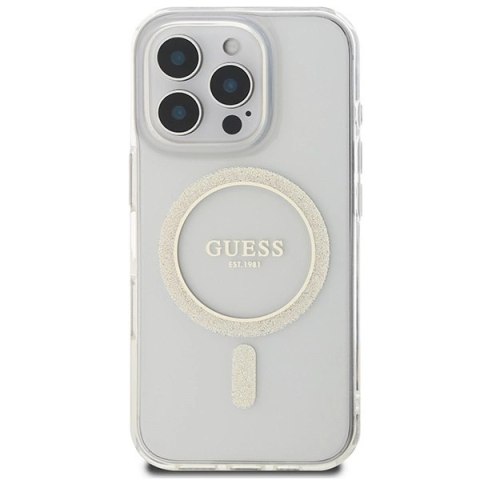 Etui Guess IML Glitter Circle MagSafe na iPhone 16 Pro Max - przezroczyste Etui Guess IML Glitter Circle MagSafe na iPhone 16 Pro Max - przezroczyste