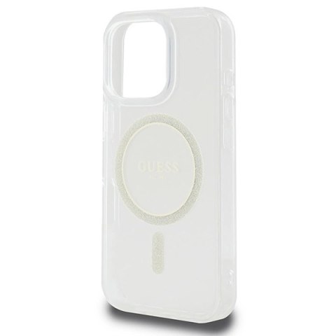 Etui Guess IML Glitter Circle MagSafe na iPhone 16 Pro Max - przezroczyste Etui Guess IML Glitter Circle MagSafe na iPhone 16 Pro Max - przezroczyste