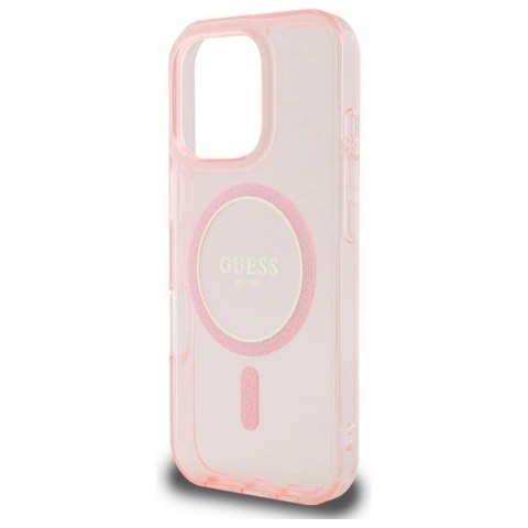 Etui Guess IML Glitter Circle MagSafe na iPhone 16 Pro Max - różowe Etui Guess IML Glitter Circle MagSafe na iPhone 16 Pro Max - różowe
