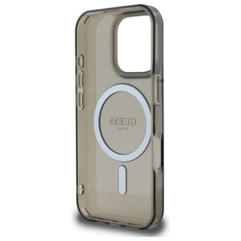Etui Guess IML Glitter Circle MagSafe na iPhone 16 Pro - czarne