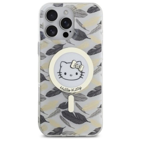 Etui Hello Kitty IML Golden Leaves MagSafe na iPhone 16 Pro Max - białe Etui Hello Kitty IML Golden Leaves MagSafe na iPhone 16 Pro Max - białe