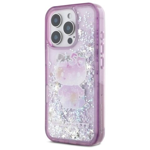 Etui Hello Kitty Liquid Glitter 50TH Anniversary Party na iPhone 16 Pro Max - fioletowe Etui Hello Kitty Liquid Glitter 50TH Anniversary Party na iPhone 16 Pro Max - fioletowe