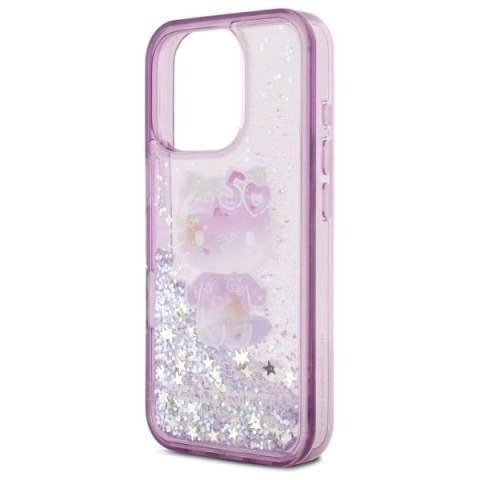 Etui Hello Kitty Liquid Glitter 50TH Anniversary Party na iPhone 16 Pro - fioletowe Etui Hello Kitty Liquid Glitter 50TH Anniversary Party na iPhone 16 Pro - fioletowe