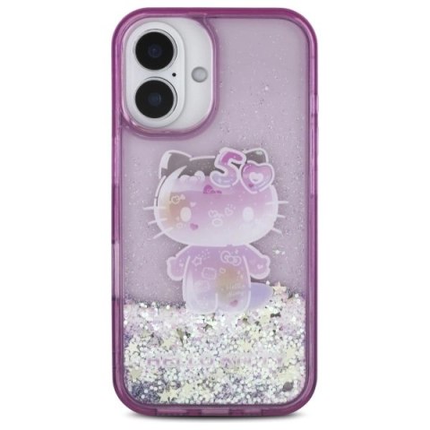 Etui Hello Kitty Liquid Glitter 50TH Anniversary Party na iPhone 16 - fioletowe Etui Hello Kitty Liquid Glitter 50TH Anniversary Party na iPhone 16 - fioletowe
