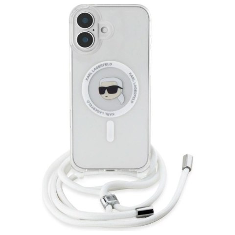 Etui Karl Lagerfeld Crossbody IML Karl Head Magsafe na iPhone 16 - przezroczyste Etui Karl Lagerfeld Crossbody IML Karl Head Magsafe na iPhone 16 - przezroczyste