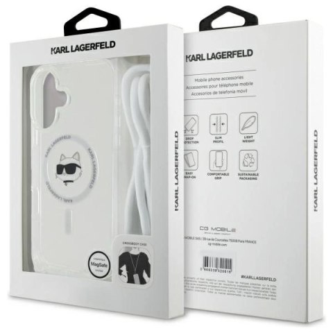 Etui Karl Lagerfeld IML Choupette Head & Cord Magsafe na iPhone 16 - przezroczyste Etui Karl Lagerfeld IML Choupette Head & Cord Magsafe na iPhone 16 - przezroczyste