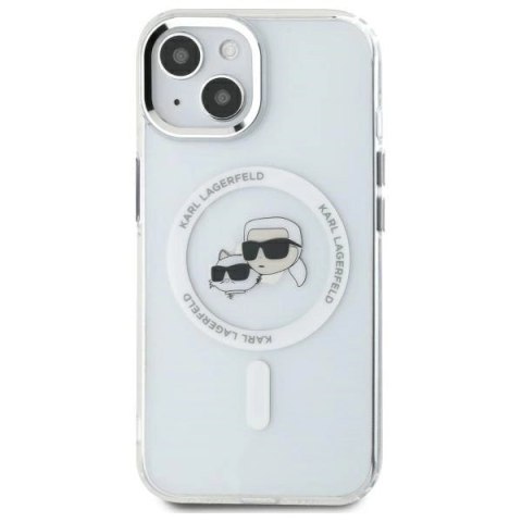 Etui Karl Lagerfeld IML Metal Karl&Choupette Head MagSafe na iPhone 14 - białe Etui Karl Lagerfeld IML Metal Karl&Choupette Head MagSafe na iPhone 14 - białe
