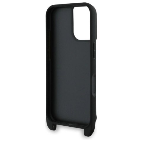 Etui Karl Lagerfeld Saffiano Karl&Choupette Metal Pin CBDY Strap na iPhone 16 - czarne Etui Karl Lagerfeld Saffiano Karl&Choupette Metal Pin CBDY Strap na iPhone 16 - czarne