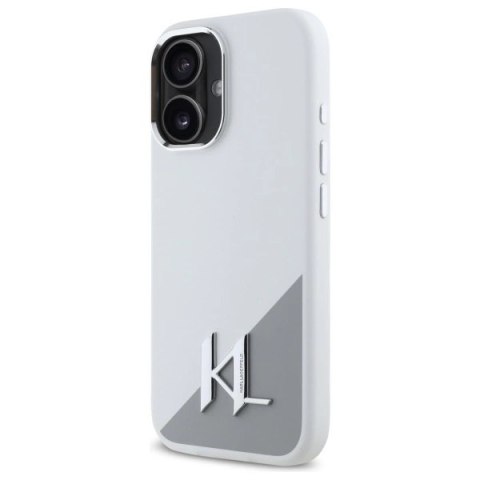 Etui Karl Lagerfeld Silicone Initial Metal Logo MagSafe na iPhone 16 - białe Etui Karl Lagerfeld Silicone Initial Metal Logo MagSafe na iPhone 16 - białe