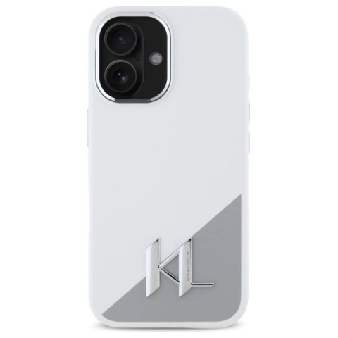 Etui Karl Lagerfeld Silicone Initial Metal Logo MagSafe na iPhone 16 - białe Etui Karl Lagerfeld Silicone Initial Metal Logo MagSafe na iPhone 16 - białe