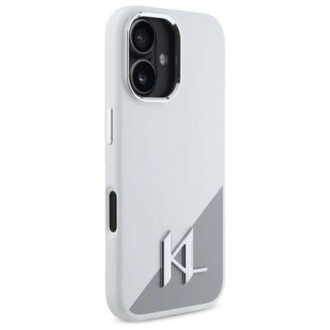 Etui Karl Lagerfeld Silicone Initial Metal Logo MagSafe na iPhone 16 - białe Etui Karl Lagerfeld Silicone Initial Metal Logo MagSafe na iPhone 16 - białe