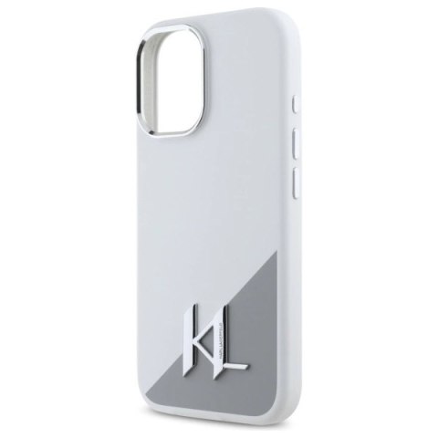 Etui Karl Lagerfeld Silicone Initial Metal Logo MagSafe na iPhone 16 - białe Etui Karl Lagerfeld Silicone Initial Metal Logo MagSafe na iPhone 16 - białe