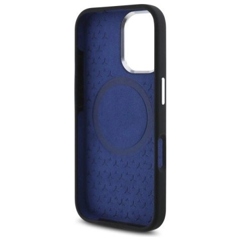Etui Mercedes Silicone Blue Stripe MagSafe na iPhone 16 - czarne