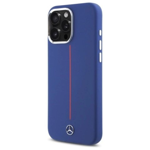 Etui Mercedes Silicone Red Stripe MagSafe na iPhone 16 Pro Max - granatowe Etui Mercedes Silicone Red Stripe MagSafe na iPhone 16 Pro Max - granatowe