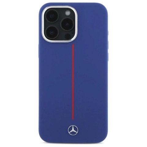 Etui Mercedes Silicone Red Stripe MagSafe na iPhone 16 Pro Max - granatowe Etui Mercedes Silicone Red Stripe MagSafe na iPhone 16 Pro Max - granatowe