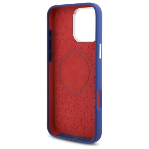 Etui Mercedes Silicone Red Stripe MagSafe na iPhone 16 Pro Max - granatowe Etui Mercedes Silicone Red Stripe MagSafe na iPhone 16 Pro Max - granatowe