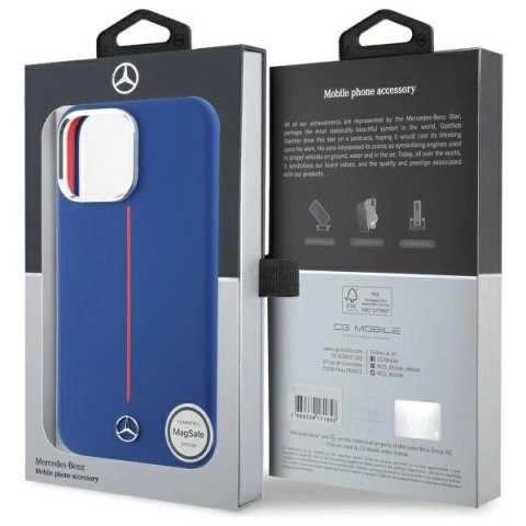 Etui Mercedes Silicone Red Stripe MagSafe na iPhone 16 Pro Max - granatowe Etui Mercedes Silicone Red Stripe MagSafe na iPhone 16 Pro Max - granatowe