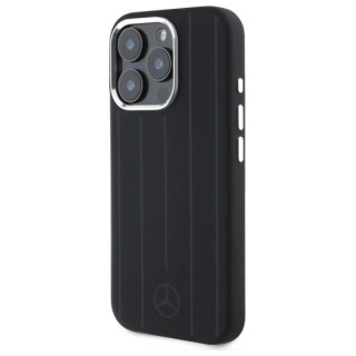 Etui Mercedes Silicone Vertical Tonal Stripes MagSafe na iPhone 16 Pro Max - czarne