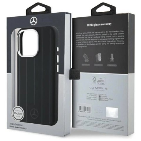 Etui Mercedes Silicone Vertical Tonal Stripes MagSafe na iPhone 16 Pro Max - czarne Etui Mercedes Silicone Vertical Tonal Stripes MagSafe na iPhone 16 Pro Max - czarne