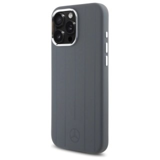 Etui Mercedes Silicone Vertical Tonal Stripes MagSafe na iPhone 16 Pro Max - szare
