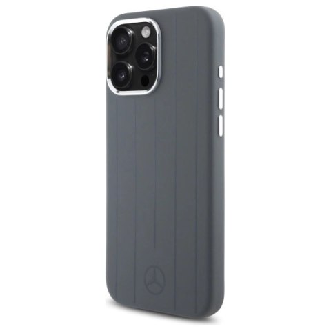 Etui Mercedes Silicone Vertical Tonal Stripes MagSafe na iPhone 16 Pro Max - szare Etui Mercedes Silicone Vertical Tonal Stripes MagSafe na iPhone 16 Pro Max - szare