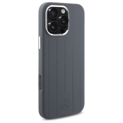 Etui Mercedes Silicone Vertical Tonal Stripes MagSafe na iPhone 16 Pro Max - szare Etui Mercedes Silicone Vertical Tonal Stripes MagSafe na iPhone 16 Pro Max - szare