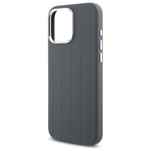Etui Mercedes Silicone Vertical Tonal Stripes MagSafe na iPhone 16 Pro Max - szare Etui Mercedes Silicone Vertical Tonal Stripes MagSafe na iPhone 16 Pro Max - szare