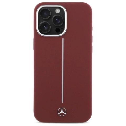 Etui Mercedes Silicone White Stripe MagSafe na iPhone 16 Pro Max - czerwone