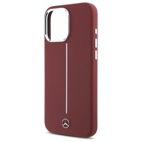 Etui Mercedes Silicone White Stripe MagSafe na iPhone 16 Pro Max - czerwone