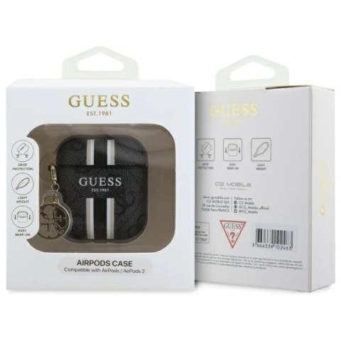 Guess GUA2P4RPSK AirPods 1/2 cover czarny/black 4G Printed Stripes Charm Guess GUA2P4RPSK AirPods 1/2 cover czarny/black 4G Printed Stripes Charm